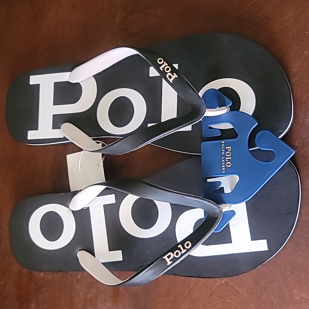 Polo Ralph Lauren Mens Flip Flops Size 13 (New) Blue and White